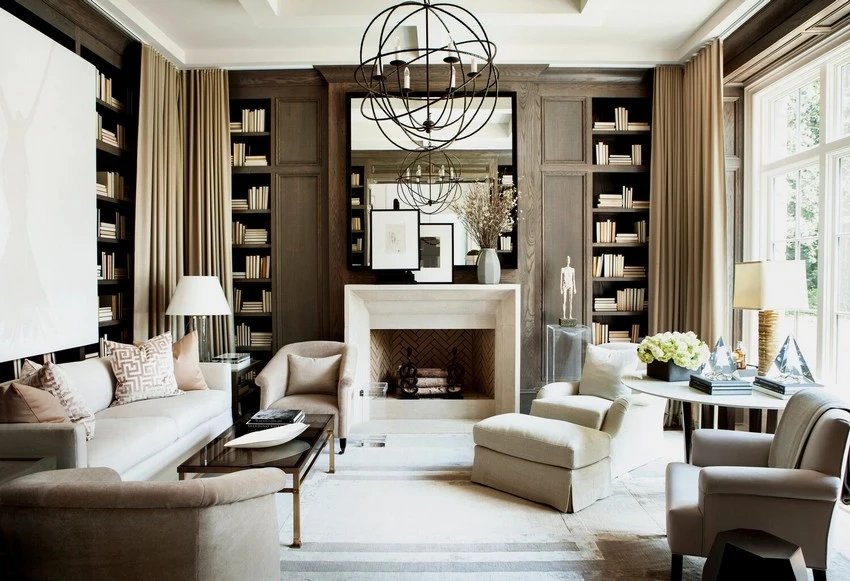 Modern geometric wallpaper design in a California home
